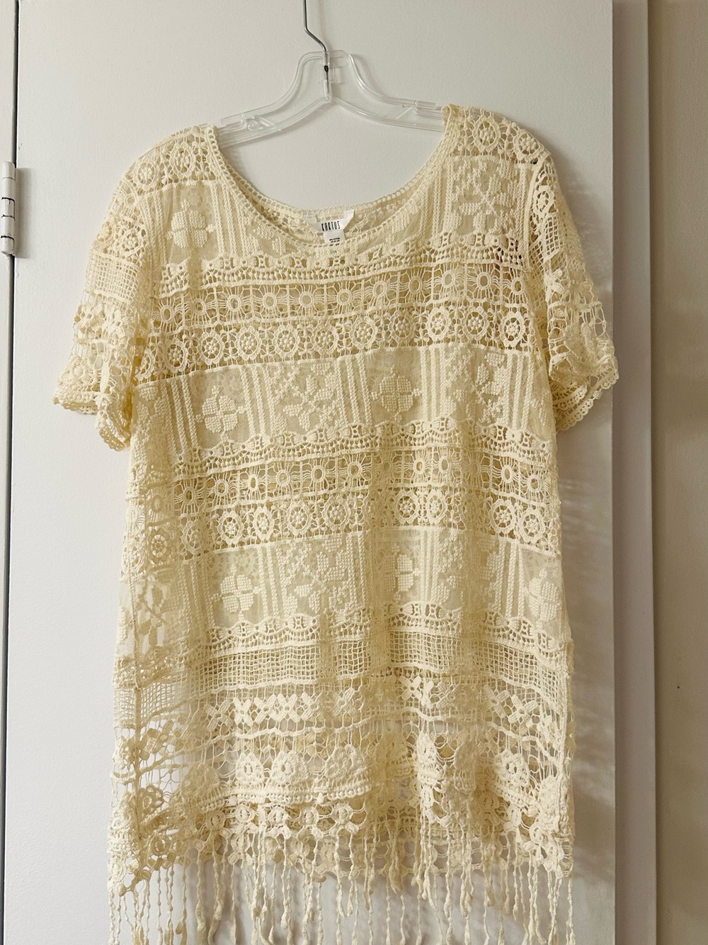 Kaktus Cream Crochet Fringe Tunic